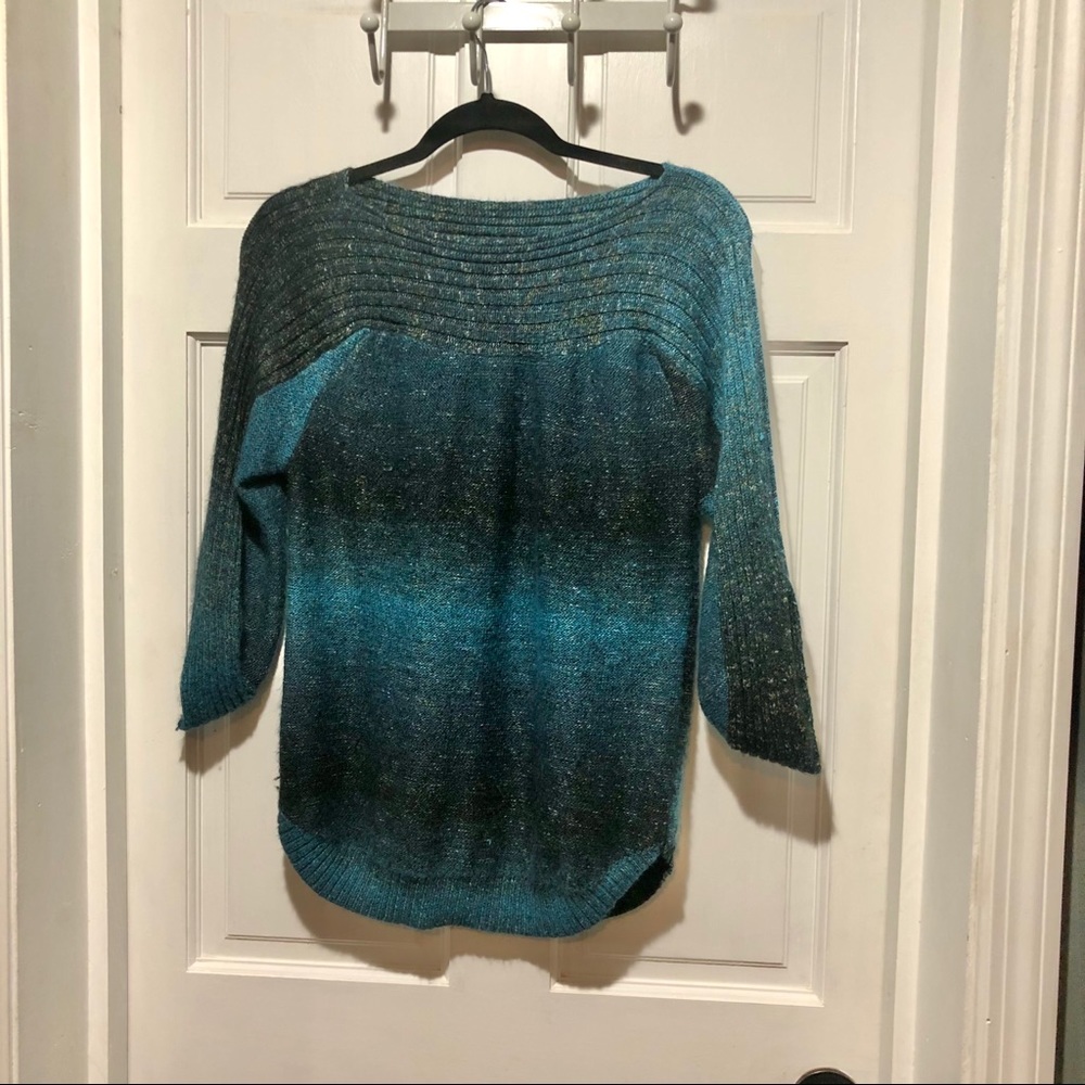 Cozy Dressbarn Dress barn 3/4 Sleeve Teal Sweater
